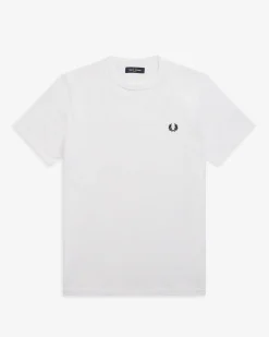 T-shirt mezza manica Fred Perry bianca tinta unita