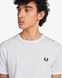 T-shirt mezza manica Fred Perry bianca tinta unita