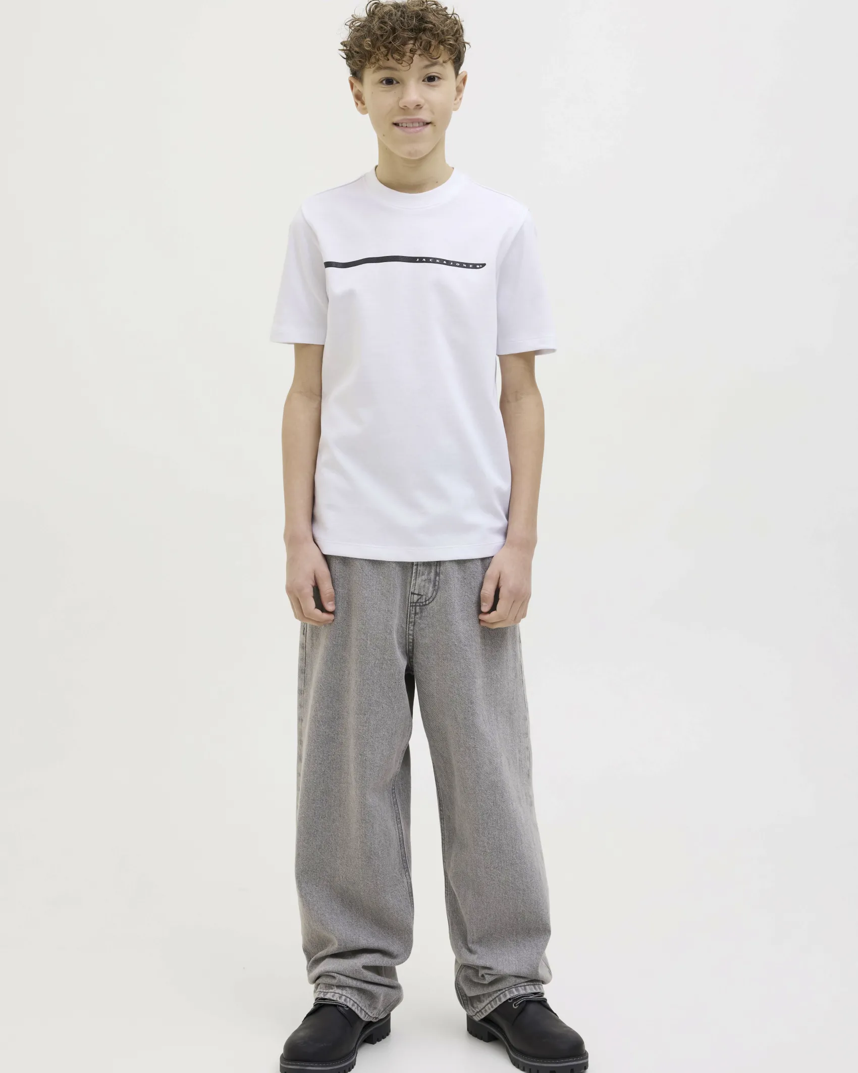 T-shirt mezza manica Jack & Jones bianca con logo nero