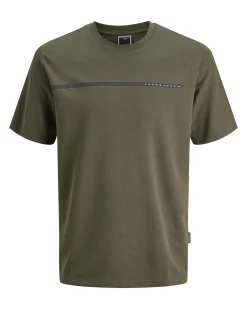 T-shirt mezza manica Jack & Jones verde militare con logo nero