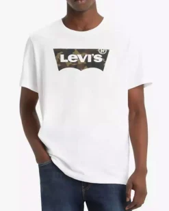 T-shirt mezza manica Levi's bianca con stampa logo batwing camouflage