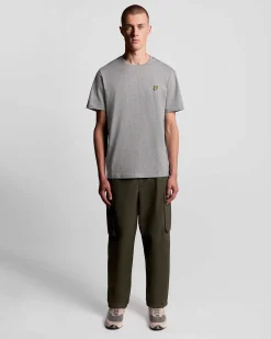 T-shirt mezza manica Lyle & Scott grigia in cotone con logo aquila gialla ricamata sul petto