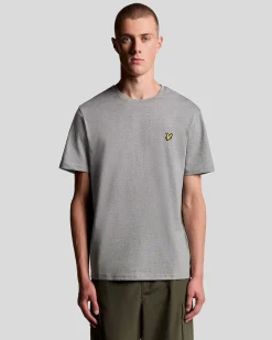 T-shirt mezza manica Lyle & Scott grigia in cotone con logo aquila gialla ricamata sul petto