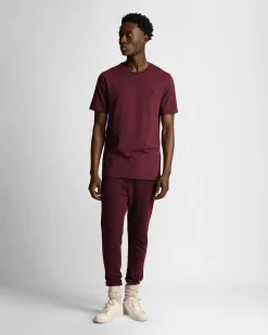 T-shirt mezza manica Lyle & Scott bordeaux in cotone con logo aquila tono su tono ricamata sul petto