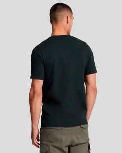 T-shirt mezza manica Lyle & Scott blu in cotone con logo aquila gialla ricamata sul petto