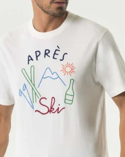 T-shirt mezza manica MC2 Saint Barth blu in puro cotone con ricamo 'Après Ski' davanti