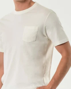 T-shirt mezza manica Paul Baker panna in jersey tinto in capo con taschino