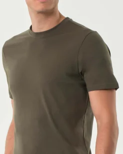 T-shirt mezza manica Paul Baker verde militare in micro piquet di cotone stretch