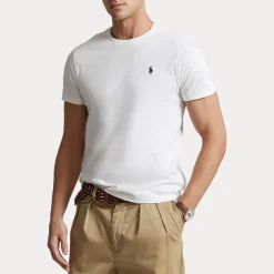 T-shirt mezza manica Polo Ralph Lauren bianca custom slim-fit con logo pony rosso