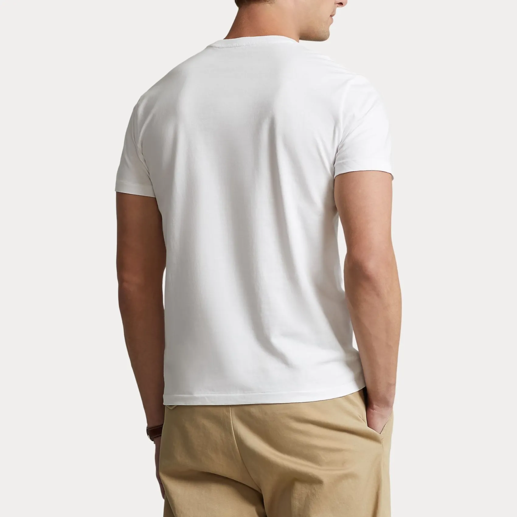 T-shirt mezza manica Polo Ralph Lauren bianca custom slim-fit con logo pony rosso