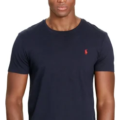 T-shirt mezza manica Polo Ralph Lauren blu custom slim-fit con logo pony rosso