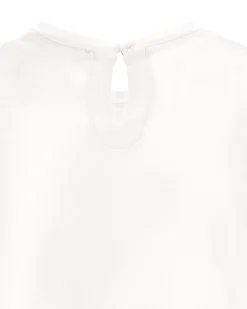 T-shirt Monnalisa bianca a manica lunga in cotone con stampa orsetto e cuori
