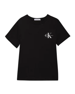 T-shirt nera Calvin Klein in cotone a maniche corte con logo bianco