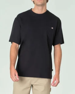 T-shirt nera Dickies mezza manica in puro cotone con taschino sul petto
