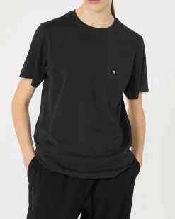 T-shirt nera in cotone Weekend Max Mara a maniche corte con micrologo a contrasto