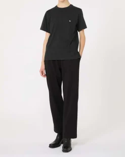 T-shirt nera in cotone Weekend Max Mara a maniche corte con micrologo a contrasto