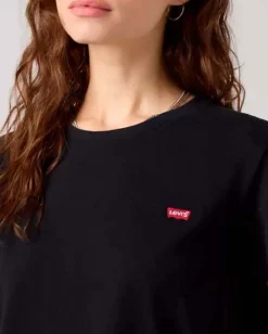 T-shirt nera Levi's® in cotone con micro logo Batwing ricamato sul petto