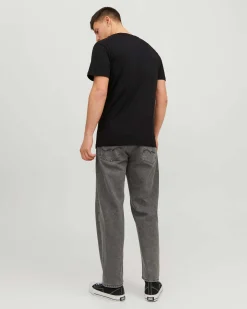 T-shirt nera regular-fit in puro cotone con stampa logo frontale