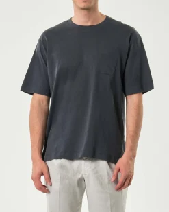 T-shirt oversize Paul Baker antracite in puro cotone con taschino
