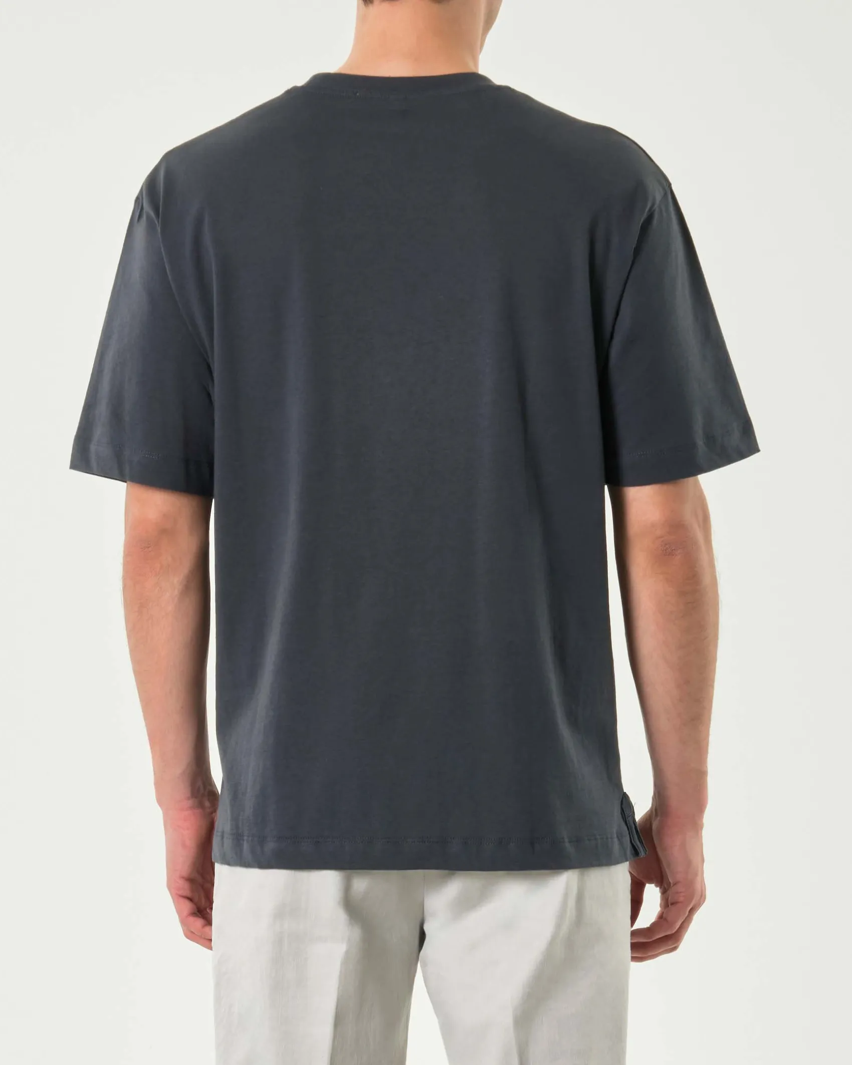T-shirt oversize Paul Baker antracite in puro cotone con taschino
