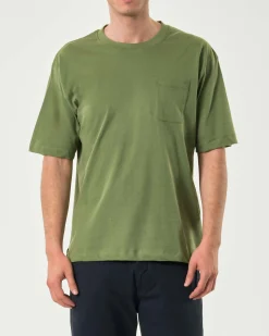 T-shirt oversize Paul Baker verde militare in puro cotone con taschino