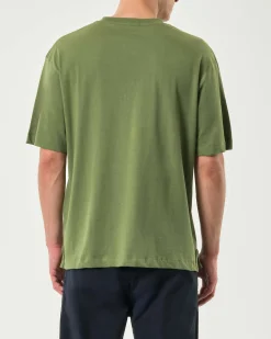 T-shirt oversize Paul Baker verde militare in puro cotone con taschino