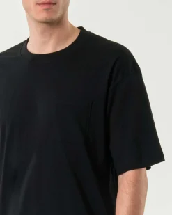 T-shirt oversize Paul Baker nera in puro cotone con taschino