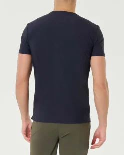 T-shirt Pellizzari blu mezza manica in tessuto tecnico hyper comfort