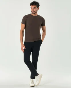T-shirt Pellizzari marrone mezza manica in tessuto tecnico hyper comfort