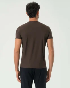 T-shirt Pellizzari marrone mezza manica in tessuto tecnico hyper comfort