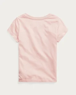 T-shirt Polo Ralph Lauren rosa mezza manica con logo pony bianco ricamato