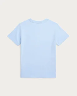 T-shirt Polo Ralph Lauren azzurra mezza manica con logo pony bianco