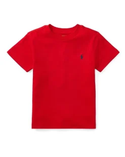 T-shirt Polo Ralph Lauren rossa mezza manica con logo pony blu ricamato
