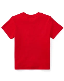 T-shirt Polo Ralph Lauren rossa mezza manica con logo pony blu ricamato