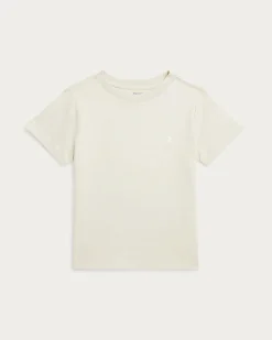 T-shirt Polo Ralph Lauren beige mezza manica con logo pony bianco