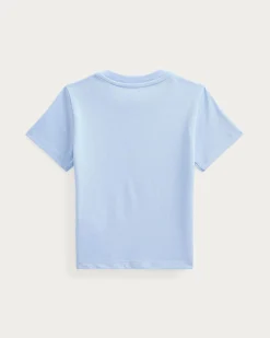 T-shirt Polo Ralph Lauren azzurra mezza manica con logo pony bianco