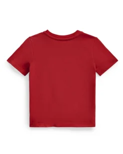 T-shirt Polo Ralph Lauren rossa mezza manica con logo pony blu ricamato