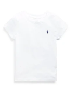 T-shirt Polo Ralph Lauren bianca in cotone a maniche corte con logo pony blu