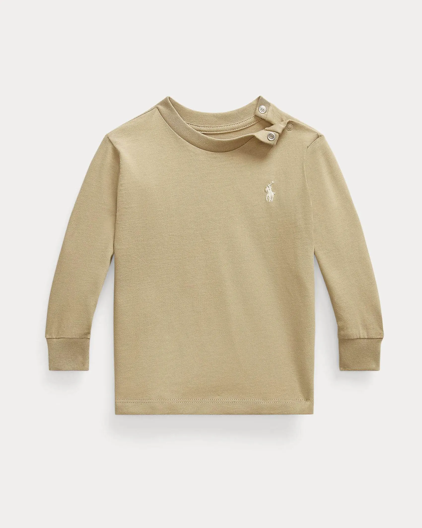 T-shirt Ralph Lauren cammello in cotone a maniche lunghe con polsini