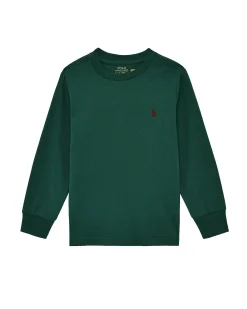 T-shirt Ralph Lauren verde in cotone a maniche lunghe con polsini