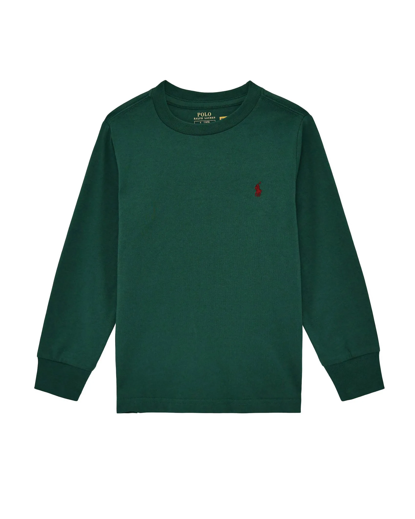 T-shirt Ralph Lauren verde in cotone a maniche lunghe con polsini