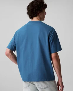 T-shirt relaxed-fit Calvin Klein Jeans ottanio in cotone con logo stampato sul petto