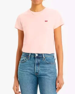 T-shirt rosa Levi's® in cotone con micro logo Batwing ricamato sul petto