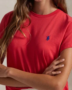 T-shirt rossa Polo Ralph Lauren in cotone a maniche corte con logo ricamato a contrasto sul petto