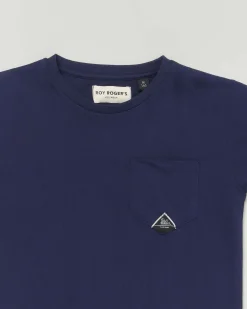 T-shirt Roy Roger's blu mezza manica in puro cotone con taschino