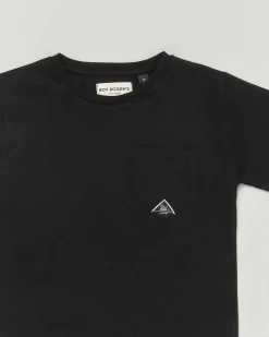 T-shirt Roy Roger's nera mezza manica in puro cotone con taschino