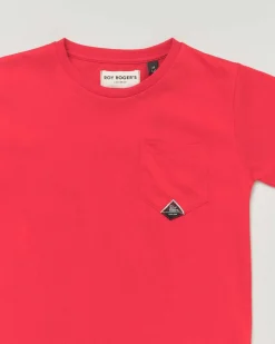 T-shirt Roy Roger's rossa mezza manica in puro cotone con taschino