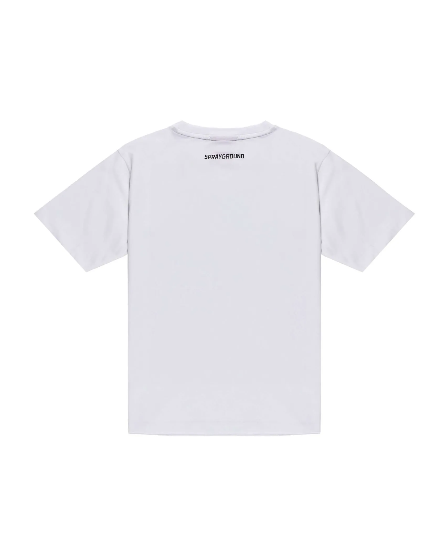 T-shirt Sprayground bianco con bocca e personaggi icon