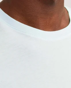 T-shirt tinta unita color acqua regular-fit in puro cotone con scollo a giro