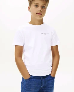 T-shirt Tommy Hilfiger bianca in puro cotone con scritta logo